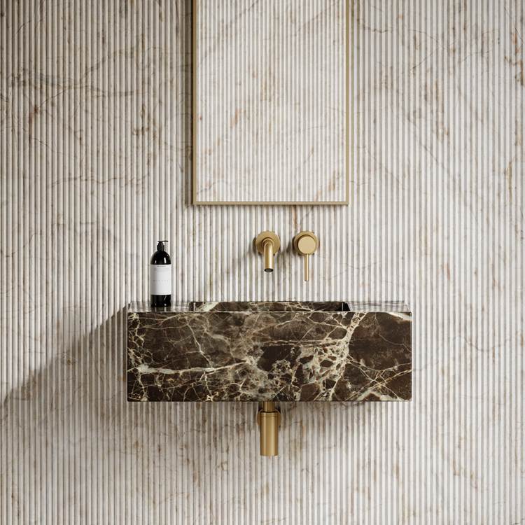 Dark Emperador Marble Calla Wall Hung Basin