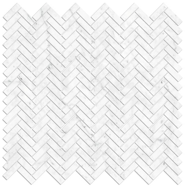 BIANCO CARRARA HONED HERRINGBONE MOSAIC