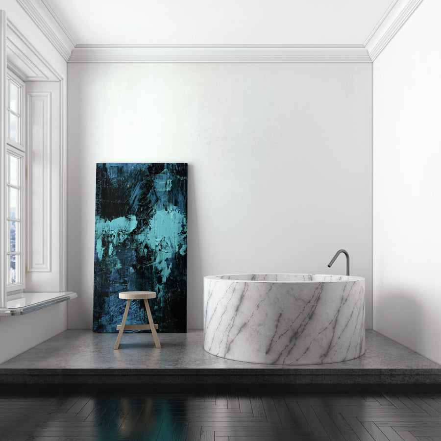 Modern Grey Solid Marble Bathtub